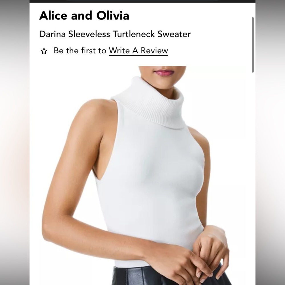 Alice & Olivia Ivory Sleeveless Turtleneck Sweater